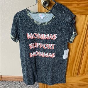 LuLaRoe Black and Green Camo Tee
